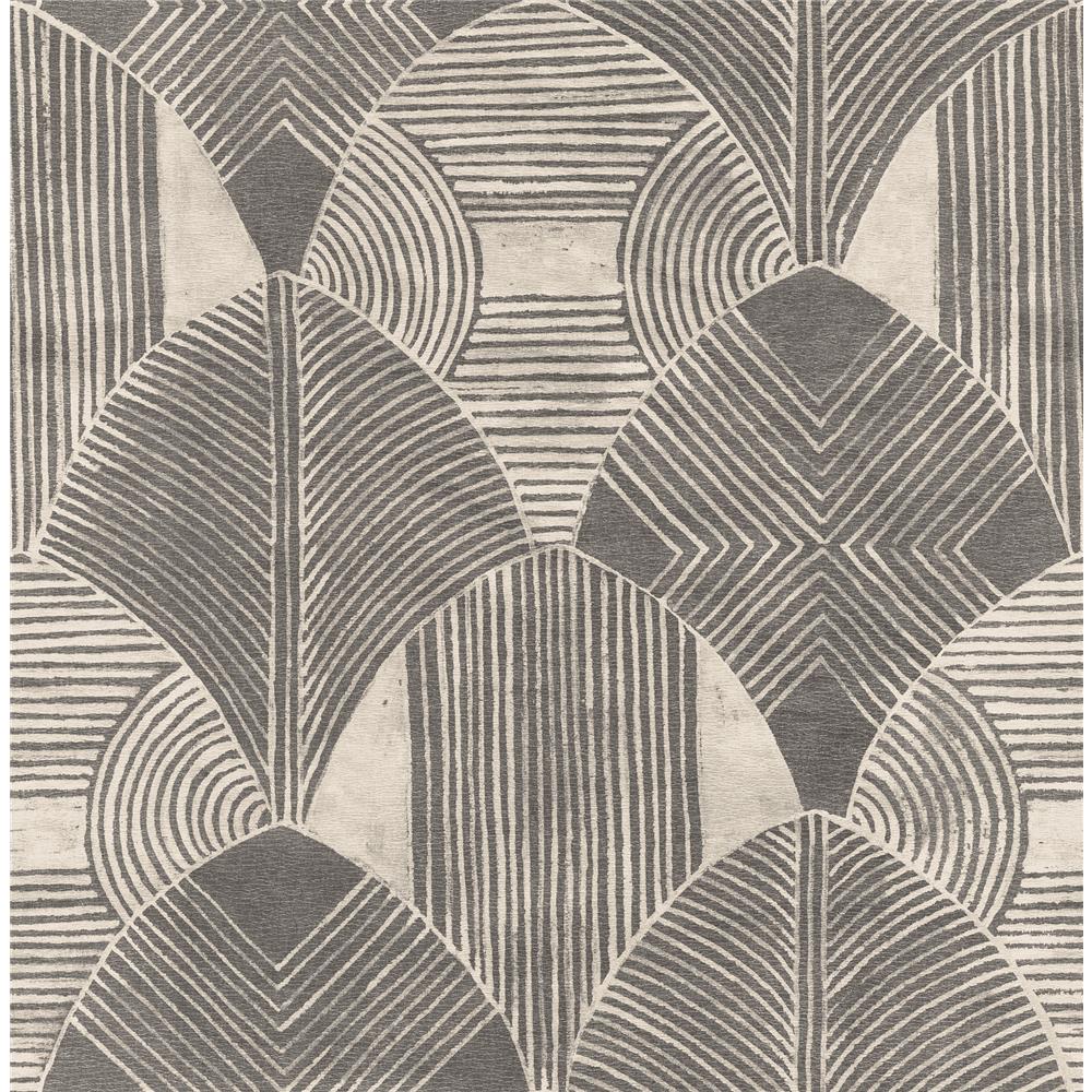 A-Street Prints by Brewster 2964-25928 Westport Charcoal Geometric Wallpaper