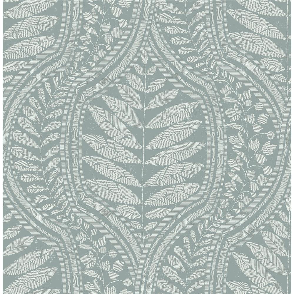 A-Street Prints by Brewster 2964-25950 Juno Teal Ogee Wallpaper