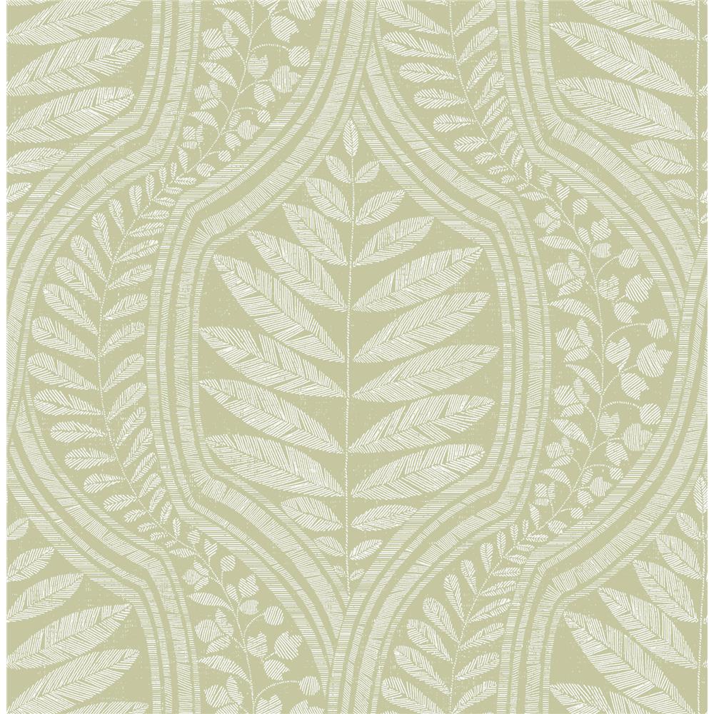 A-Street Prints by Brewster 2964-25952 Juno Green Ogee Wallpaper