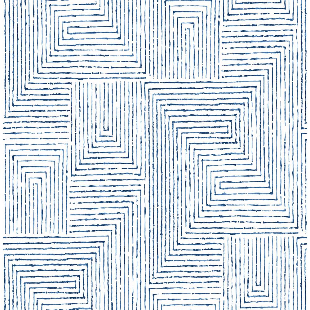A-Street Prints by Brewster 2964-25955 Merritt Indigo Geometric Wallpaper