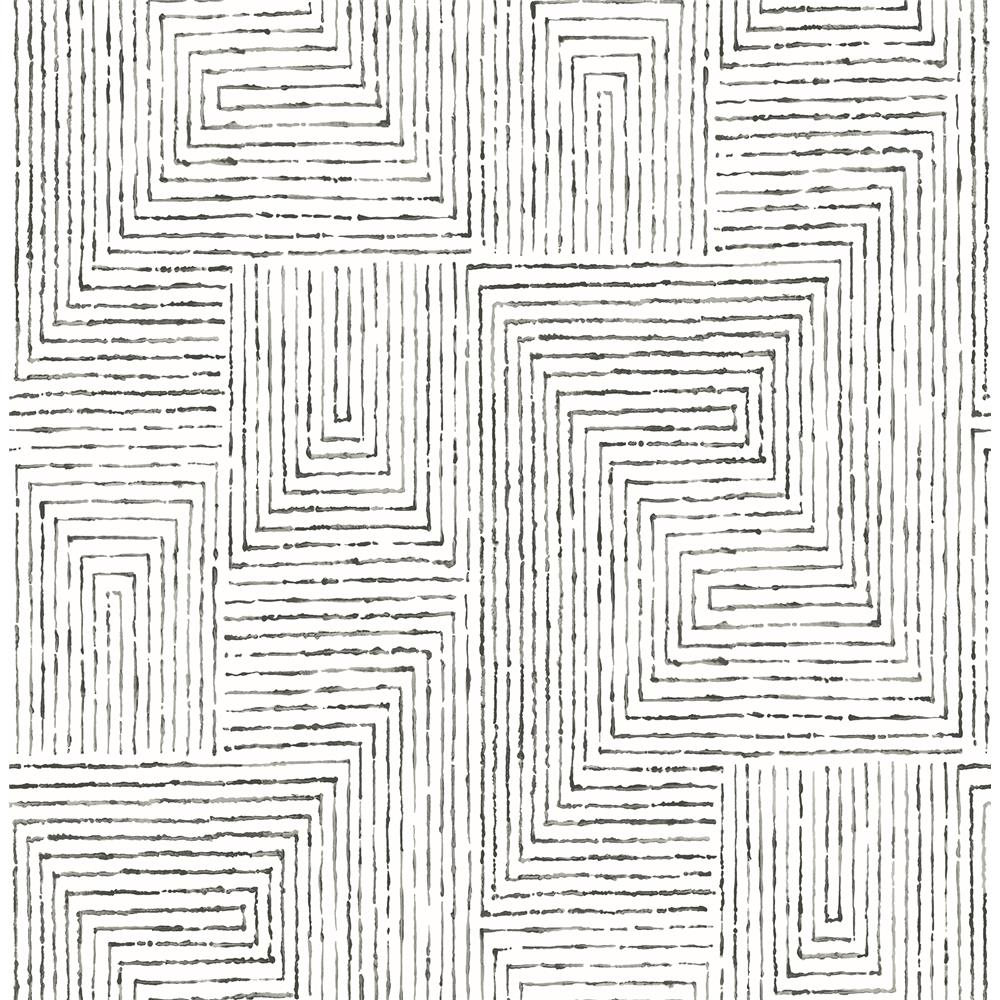 A-Street Prints by Brewster 2964-25958 Merritt Black Geometric Wallpaper