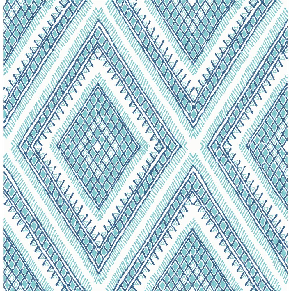 A-Street Prints by Brewster 2969-26013 Zaya Blue Tribal Diamonds Wallpaper