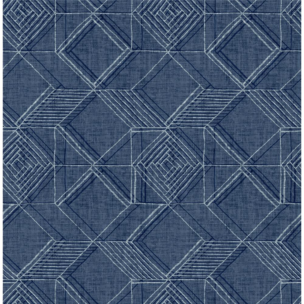 A-Street Prints by Brewster 2969-26017 Moki Blue Lattice Geometric Wallpaper