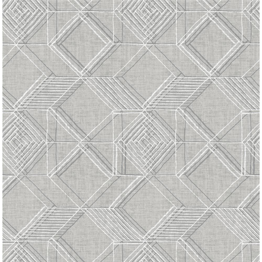 A-Street Prints by Brewster 2969-26018 Moki Grey Lattice Geometric Wallpaper