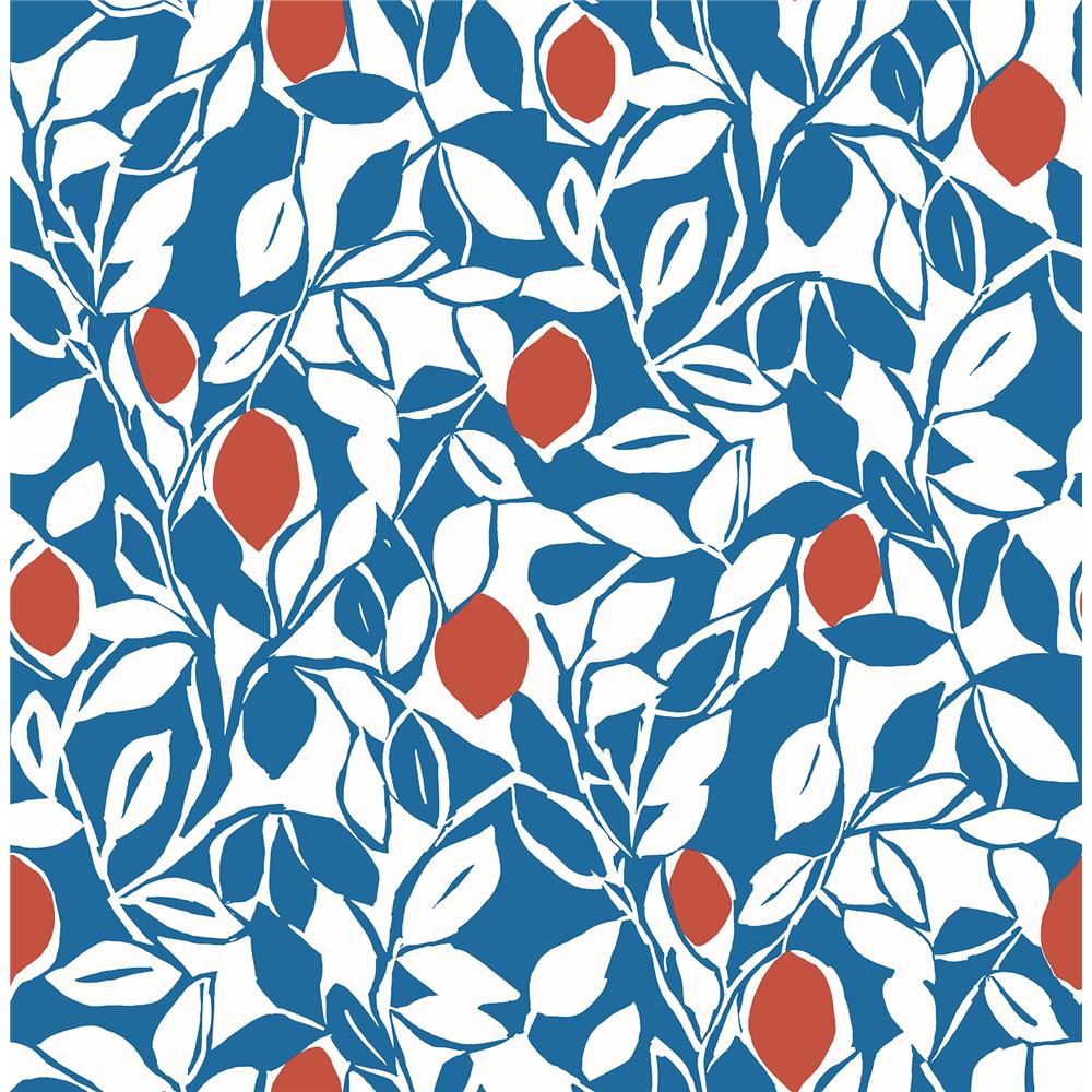 A-Street Prints by Brewster 2969-26024 Loretto Blue Citrus Wallpaper
