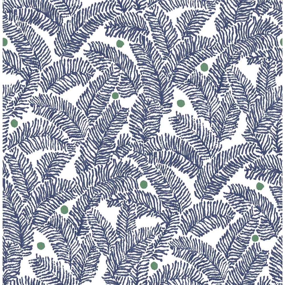A-Street Prints by Brewster 2969-26034 Athina Navy Fern Wallpaper