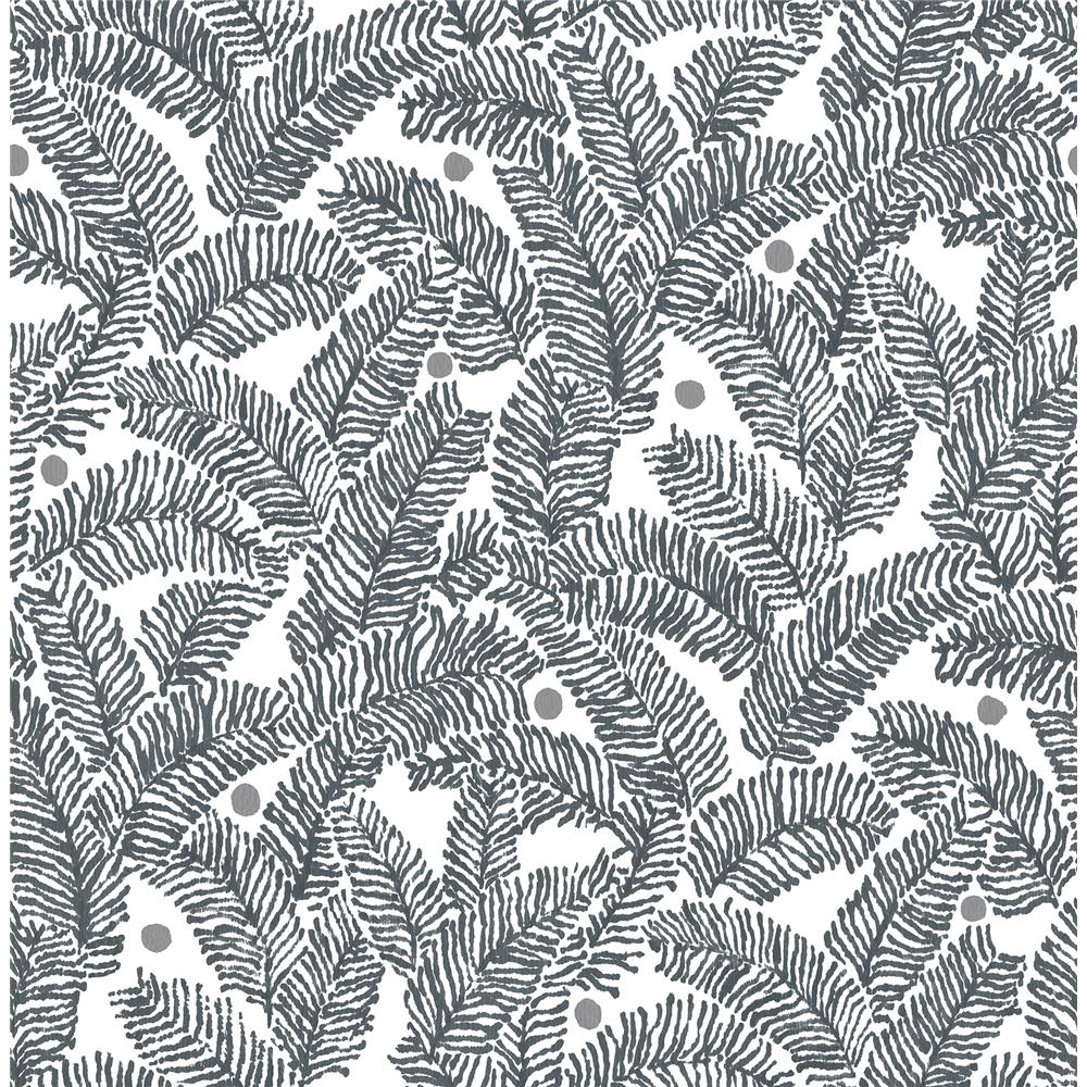 A-Street Prints by Brewster 2969-26035 Athina Grey Fern Wallpaper
