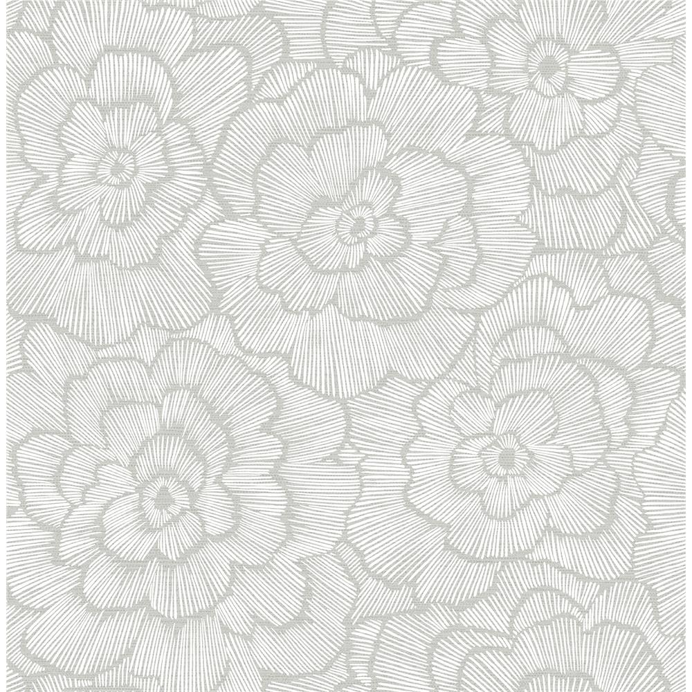 A-Street Prints by Brewster 2969-26036 Periwinkle Light Grey Textured Floral Wallpaper