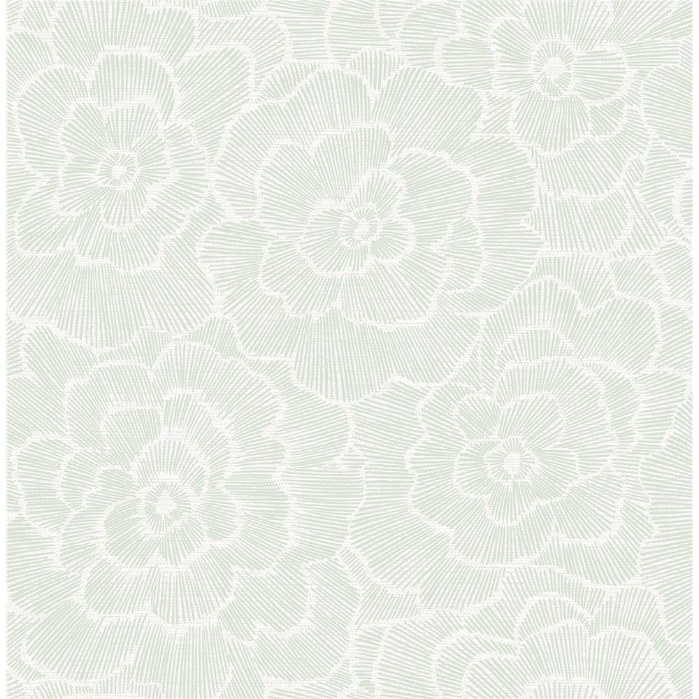 A-Street Prints by Brewster 2969-26040 Periwinkle Green Textured Floral Wallpaper
