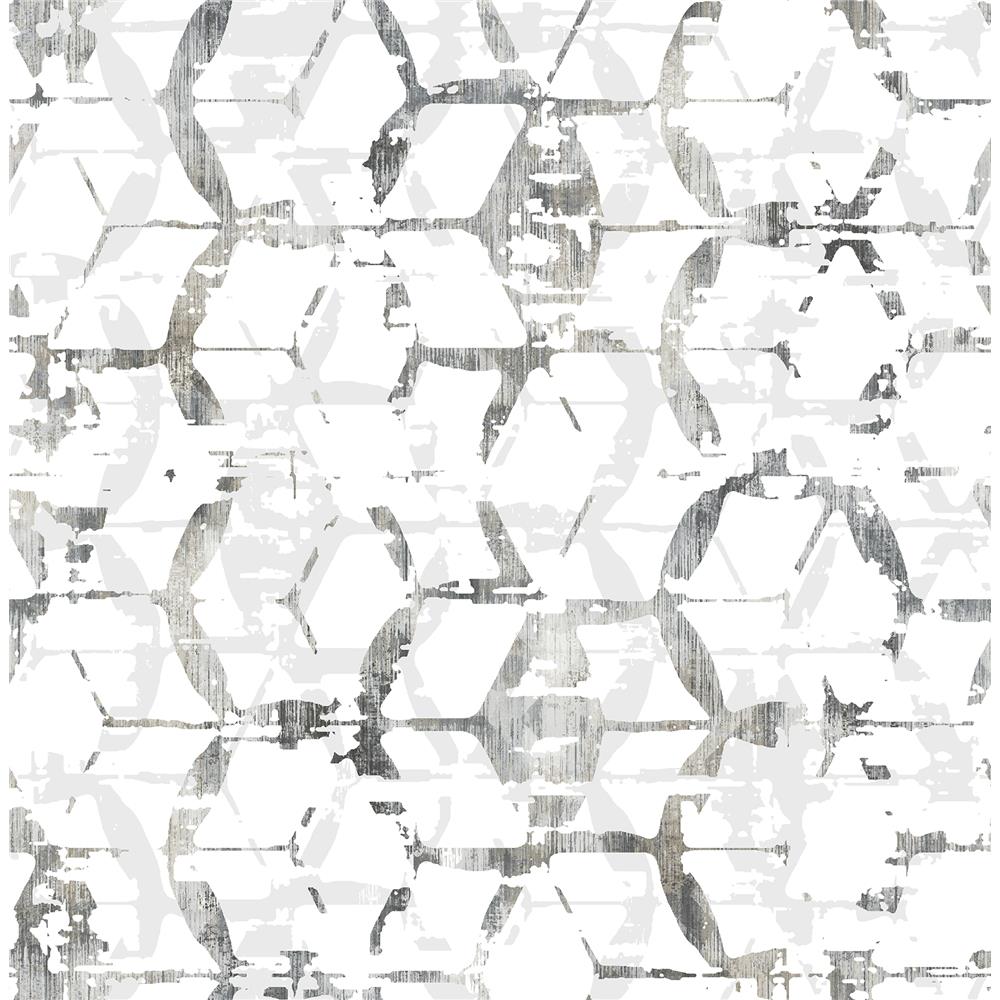 A-Street Prints by Brewster 2969-26043 Augustine Black Distressed Geometric Wallpaper