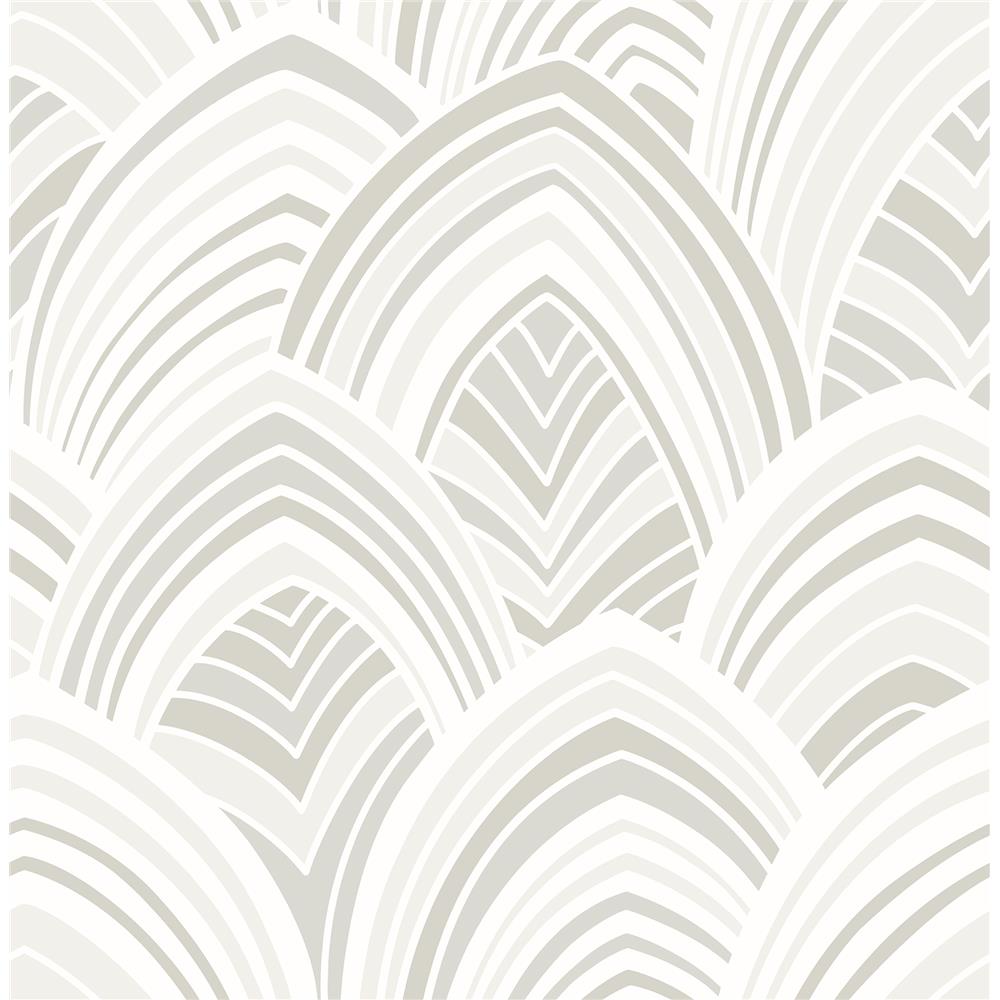 A-Street Prints by Brewster 2969-87352 CABARITA White Art Deco Leaves Wallpaper