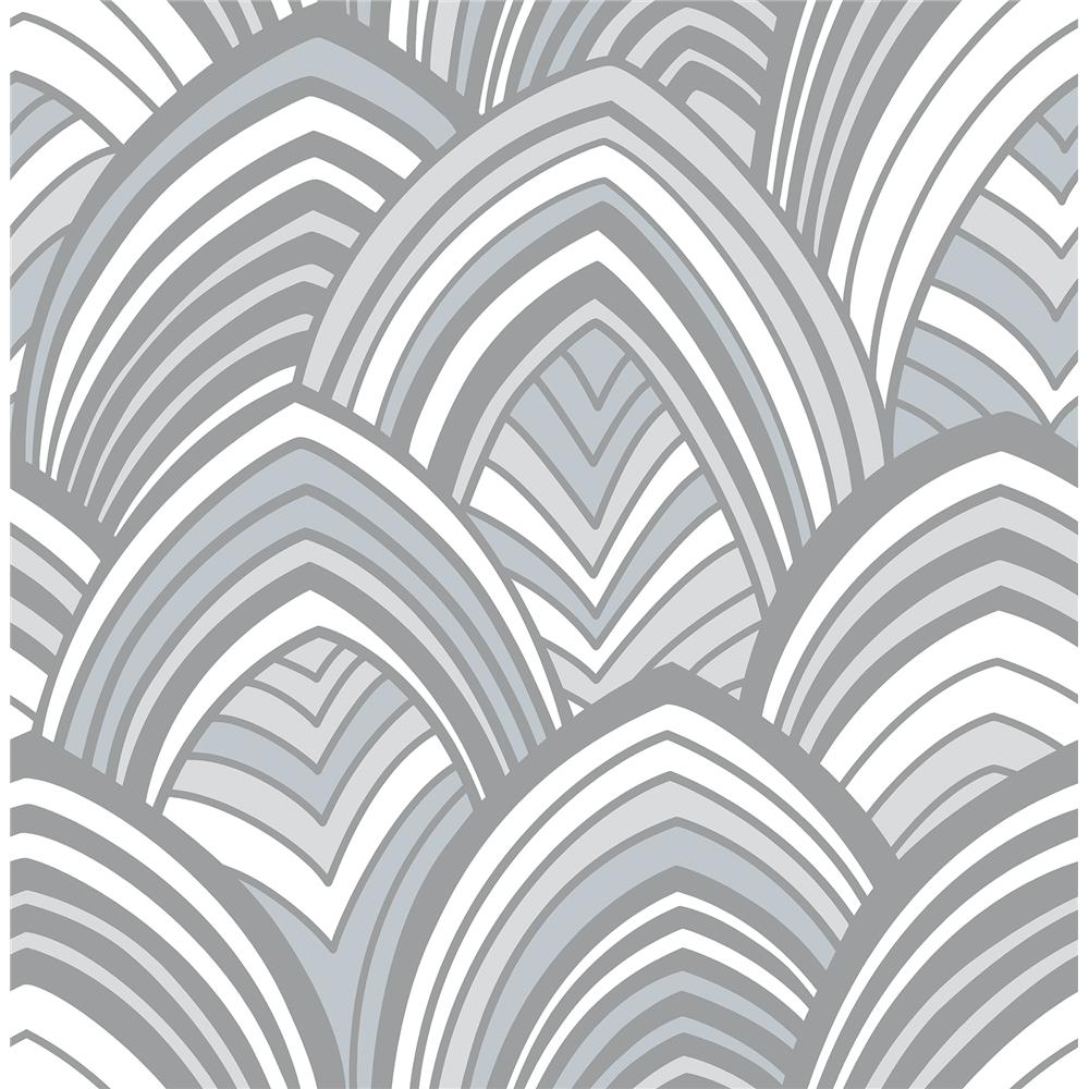 A-Street Prints by Brewster 2969-87353 CABARITA Grey Art Deco Leaves Wallpaper
