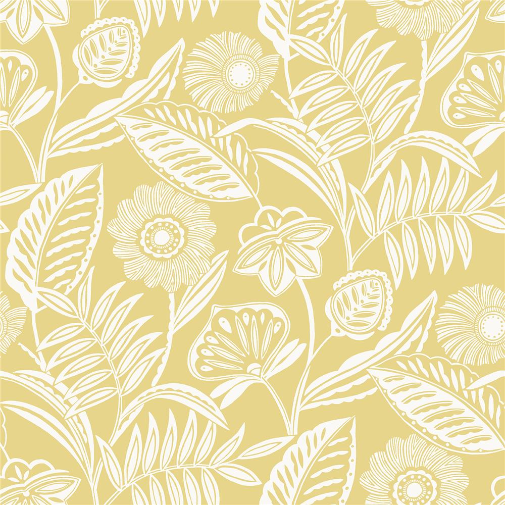 A-Street Prints by Brewster 2969-87529 Alma Yellow Tropical Floral Wallpaper