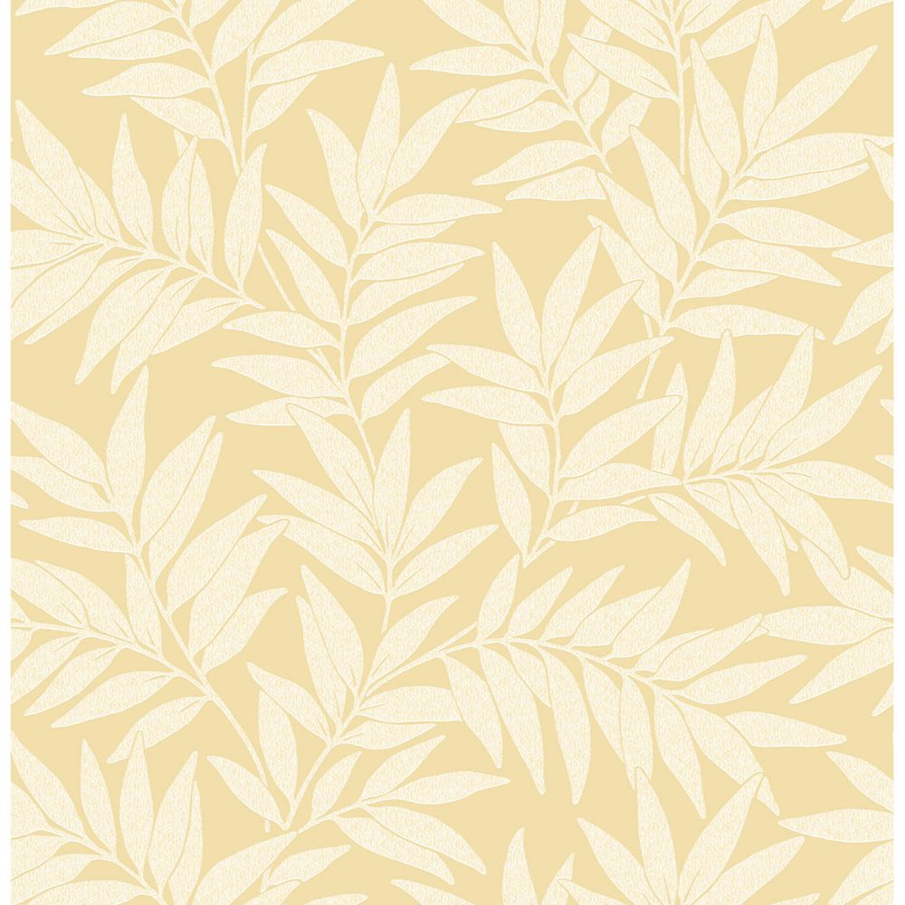 A-Street Prints by Brewster 2970-26120 Morris Yellow Leaf Wallpaper