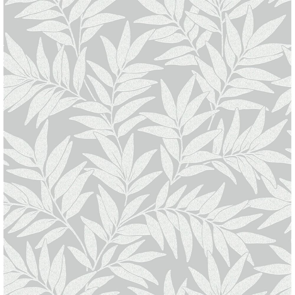 A-Street Prints by Brewster 2970-26124 Morris Light Grey Leaf Wallpaper