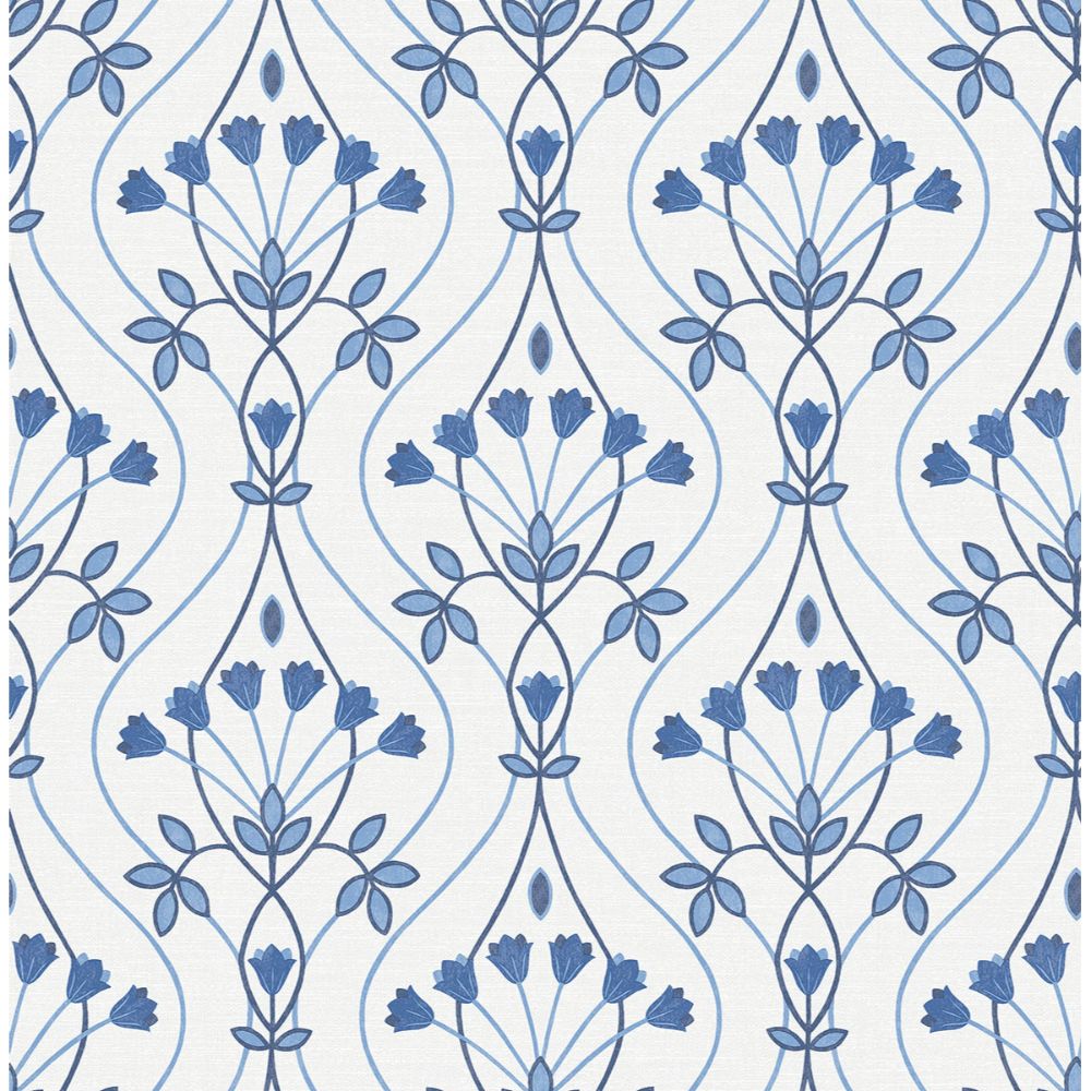 A-Street Prints by Brewster 2970-26148 Dard Blue Tulip Ogee Wallpaper