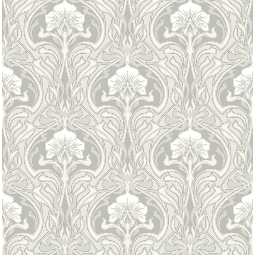 A-Street Prints by Brewster 2970-26149 Mucha Off-White Botanical Ogee Wallpaper