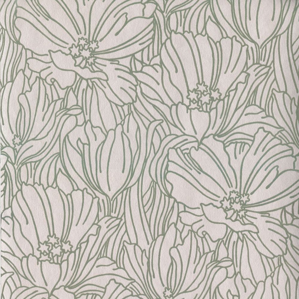 A-Street Prints by Brewster 2970-87355 Selwyn Flock Sage Floral Wallpaper