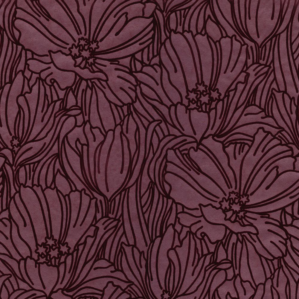 A-Street Prints by Brewster 2970-87357 Selwyn Flock Burgundy Floral Wallpaper