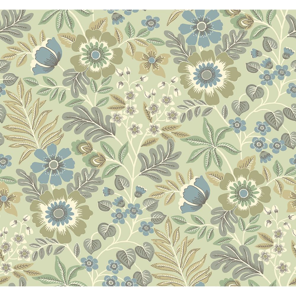 A-Street Prints by Brewster 2970-87532 Voysey Green Floral Wallpaper