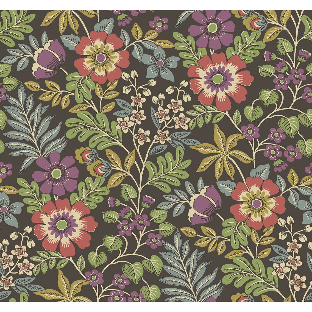 A-Street Prints by Brewster 2970-87534 Voysey Brown Floral Wallpaper
