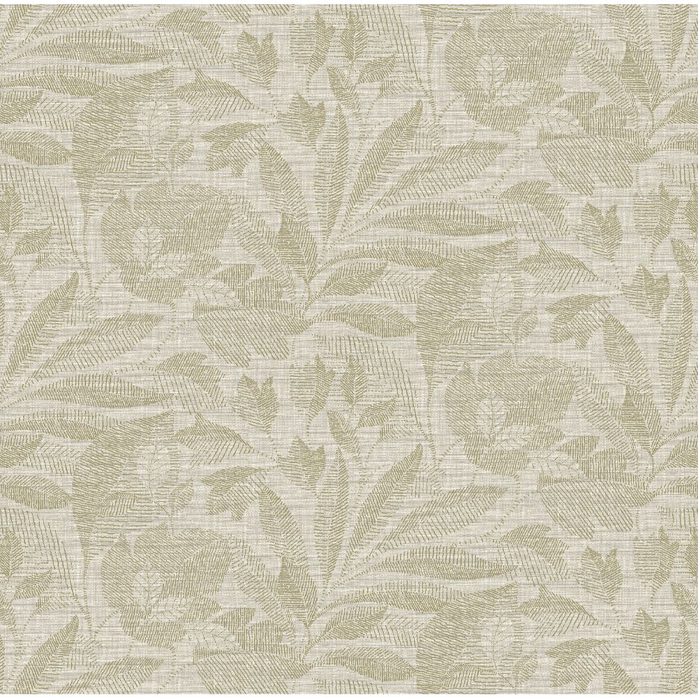 A-Street Prints by Brewster 2971-86150 Dimensions Lei Neutral Etched Leaves Wallpaper
