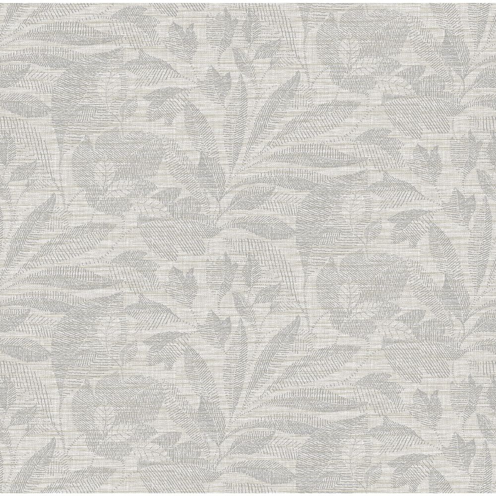 A-Street Prints by Brewster 2971-86152 Dimensions Lei Silver Etched Leaves Wallpaper