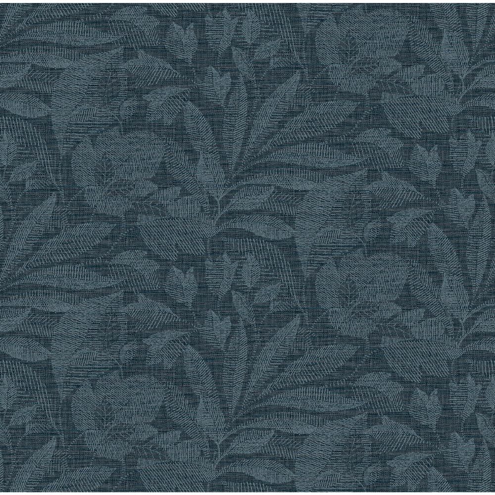 A-Street Prints by Brewster 2971-86153 Dimensions Lei Navy Etched Leaves Wallpaper