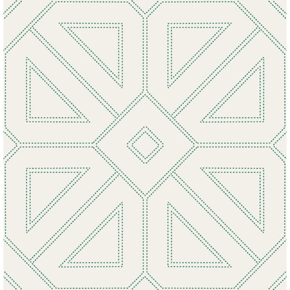 A-Street Prints by Brewster 2973-87373 Voltaire Green Beaded Geometric Wallpaper