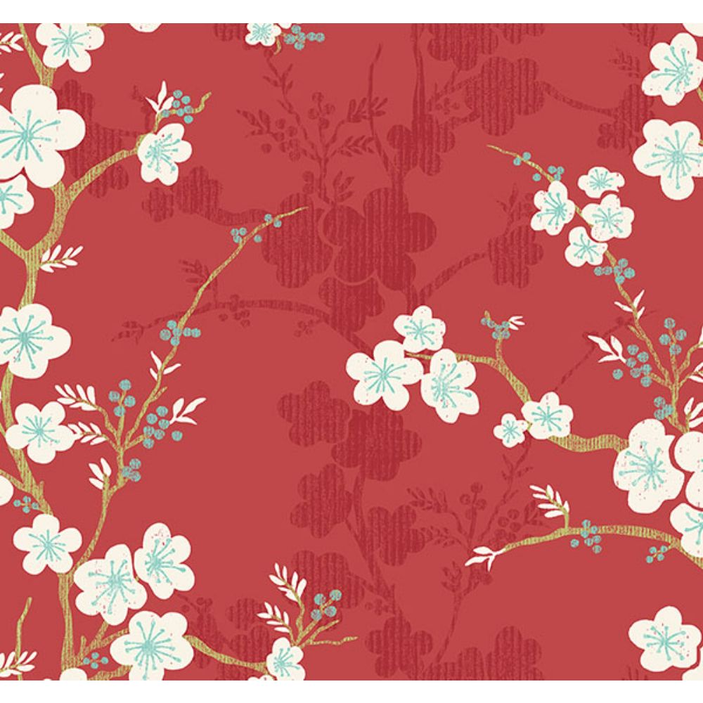 A-Street Prints by Brewster 2973-90101 Nicolette Red Floral Trail Wallpaper