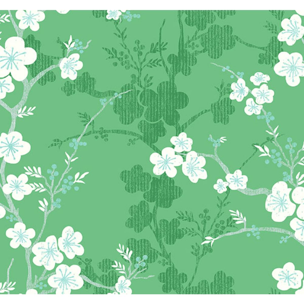 A-Street Prints by Brewster 2973-90103 Nicolette Green Floral Trail Wallpaper