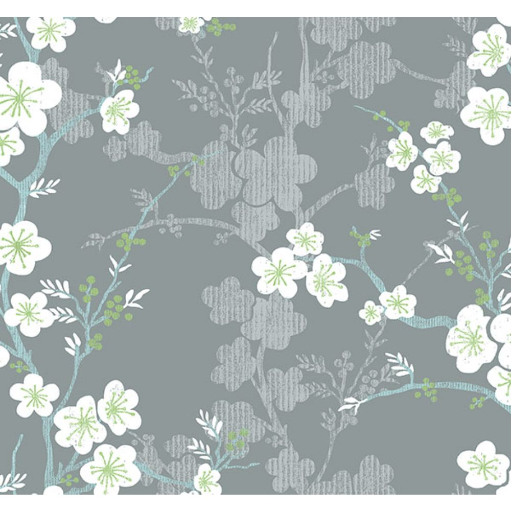 A-Street Prints by Brewster 2973-90108 Nicolette Grey Floral Trail Wallpaper
