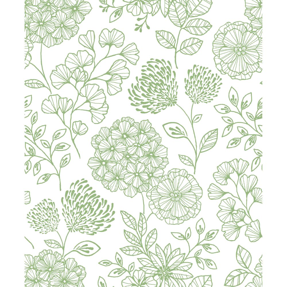 A-Street Prints by Brewster 2975-26204 Scott Living II Ada Green Floral Wallcovering
