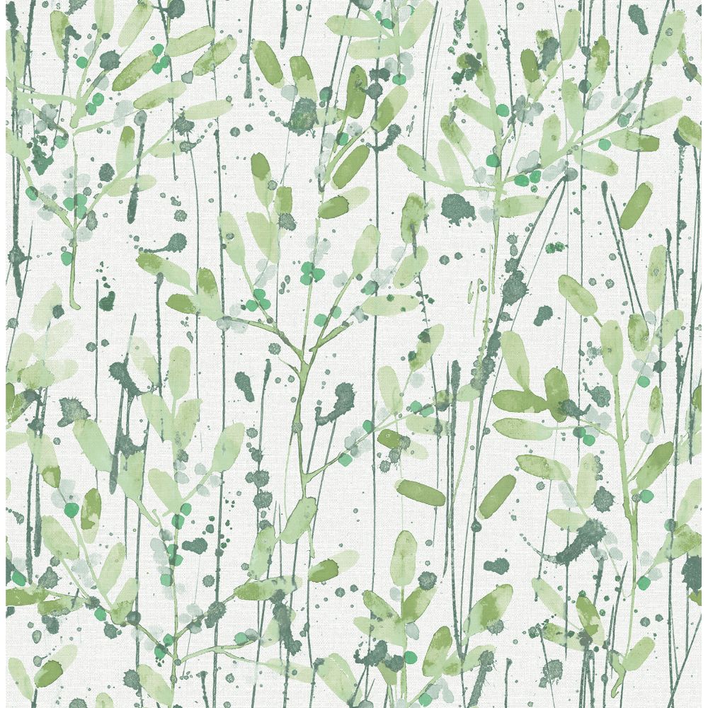 A-Street Prints by Brewster 2975-26241 Scott Living II Leandra Green Floral Trail Wallcovering