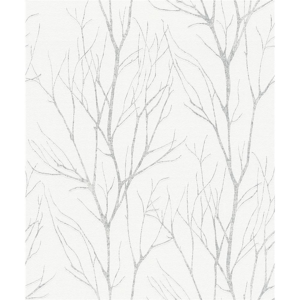 Advantage by Brewster 2979-37260-2 Diani White Metallic Tree Wallpaper