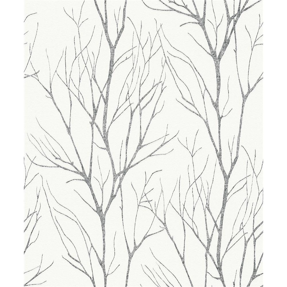 Advantage by Brewster 2979-37260-4 Diani Charcoal Metallic Tree Wallpaper