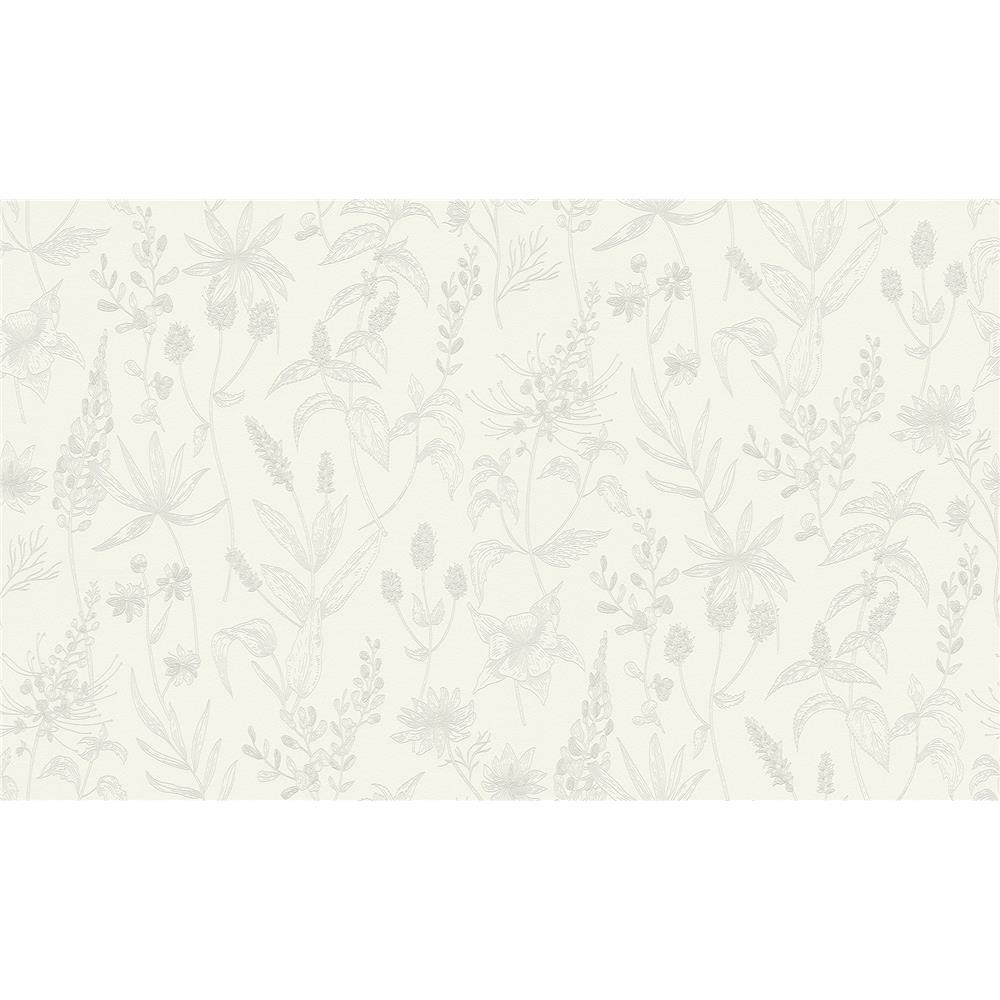 Bali by Brewster 2979-37363-1 Nami White Floral Wallpaper