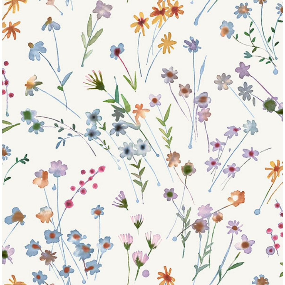 Advantage by Brewster 2980-26175 Heidi Peach Watercolor Florals Wallpaper