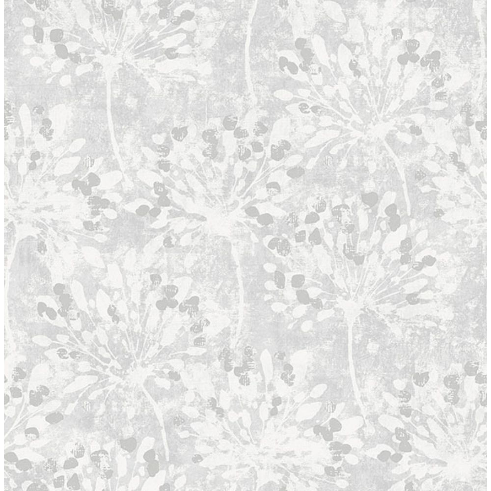 Advantage by Brewster 2980-26190 Dori Light Grey Painterly Floral Wallpaper