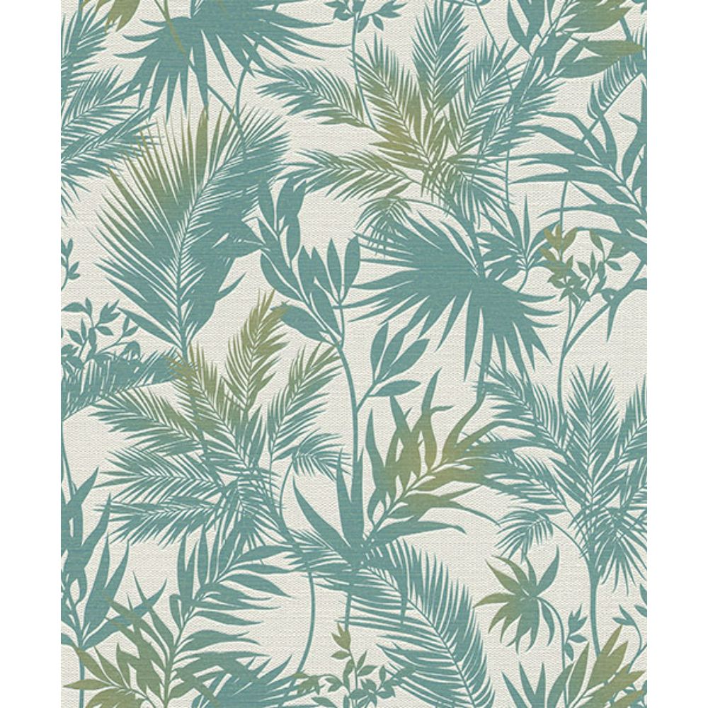 Advantage by Brewster 2980-704112 Saura Teal Frond Wallpaper