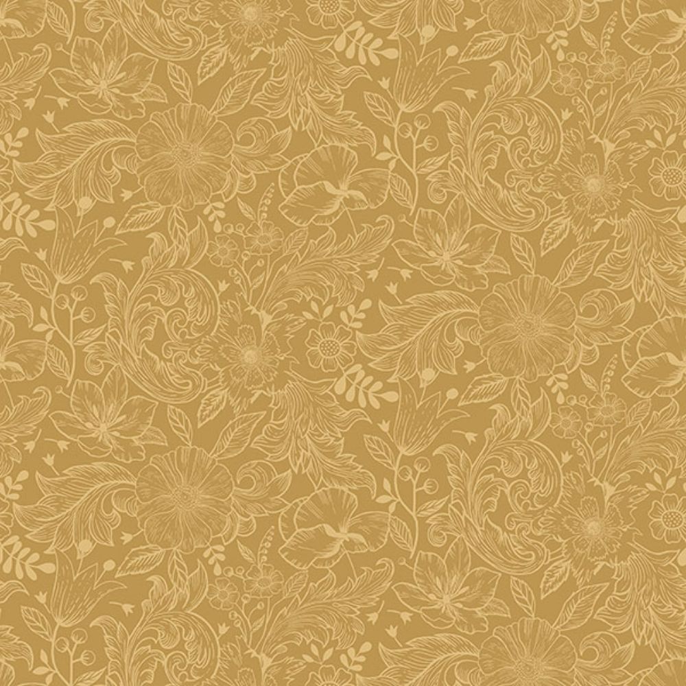 A-Street Prints by Brewster 2999-13127 Wilma Yellow Floral Block Print Wallpaper