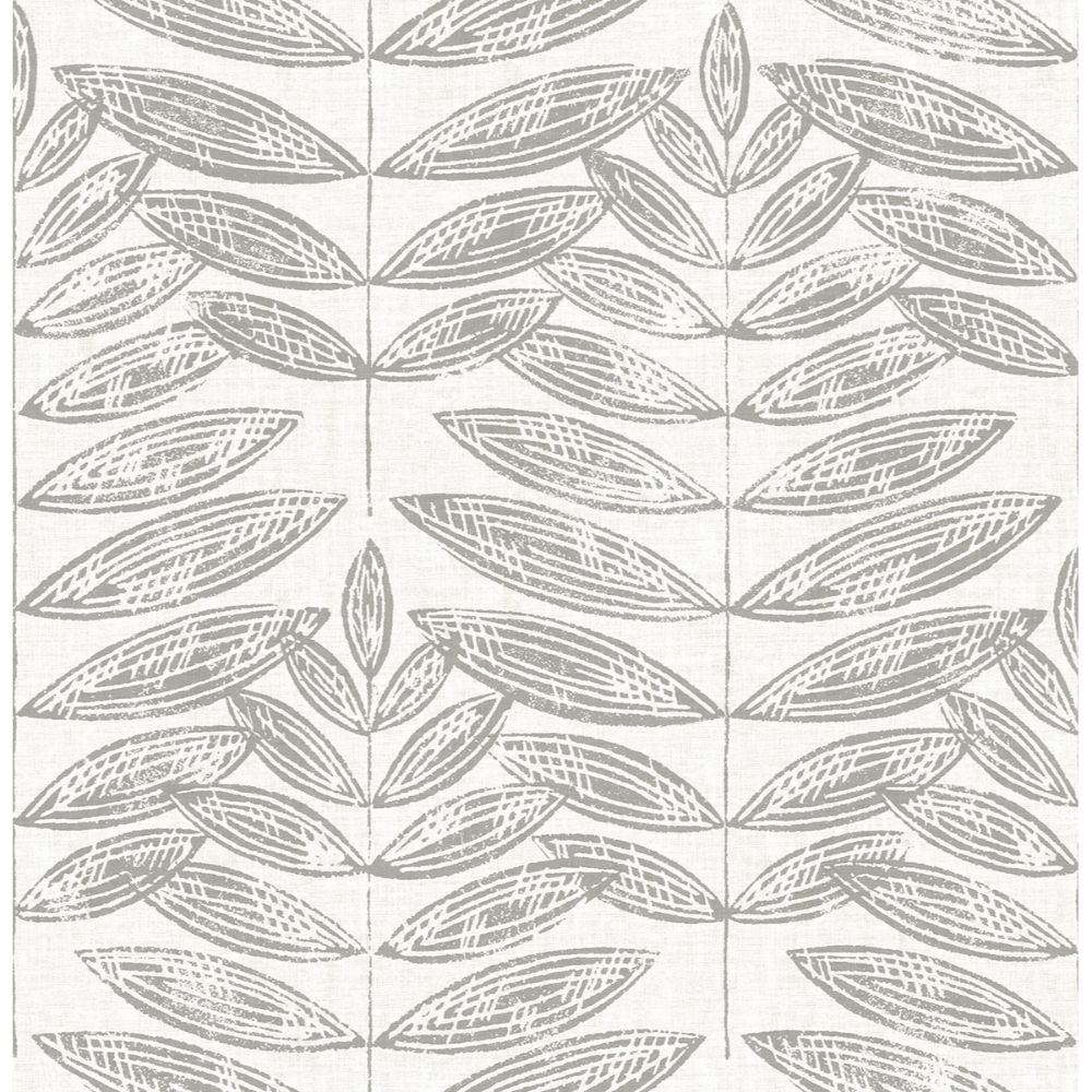 A-Street Prints by Brewster 2999-25101 Akira Grey Leaf Wallpaper