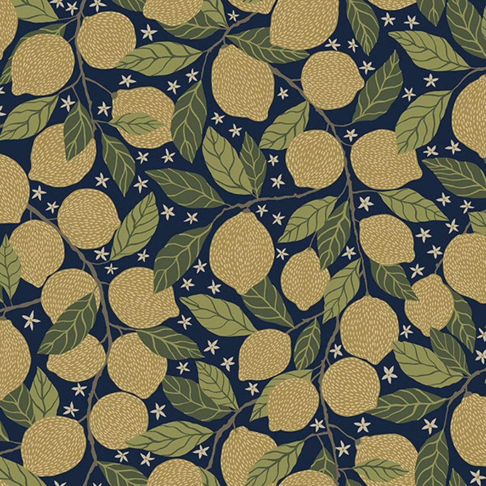 A-Street Prints by Brewster 2999-44118 Lemona Navy Fruit Tree Wallpaper
