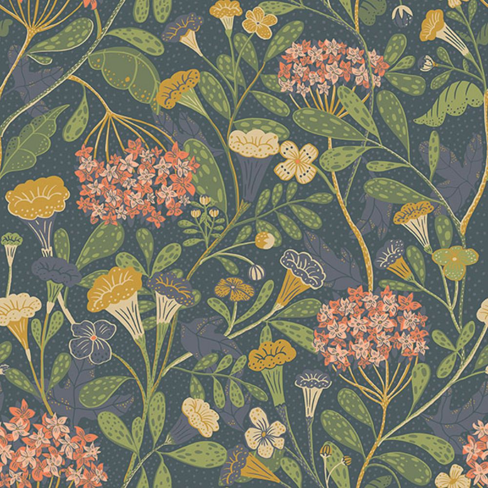 4080-92133  Magdalena Charcoal Dandelion Floral Wallpaper