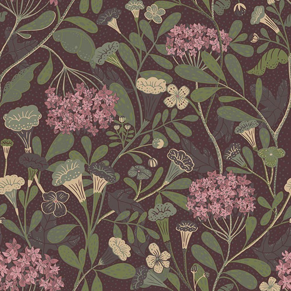 A-Street Prints by Brewster 2999-55024 Hybbe Purple Hydrangea Garden Wallpaper