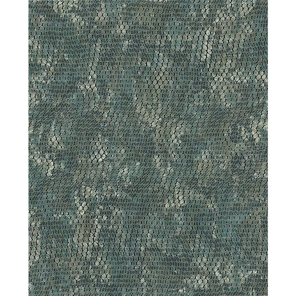 Eijffinger by Brewster 300522 Viper Teal Snakeskin Wallpaper