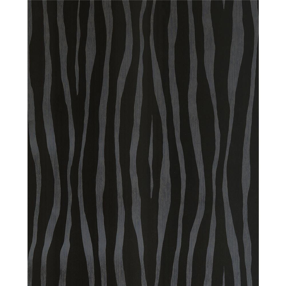 Eijffinger by Brewster 300550 Burchell Black Zebra Flock Wallpaper