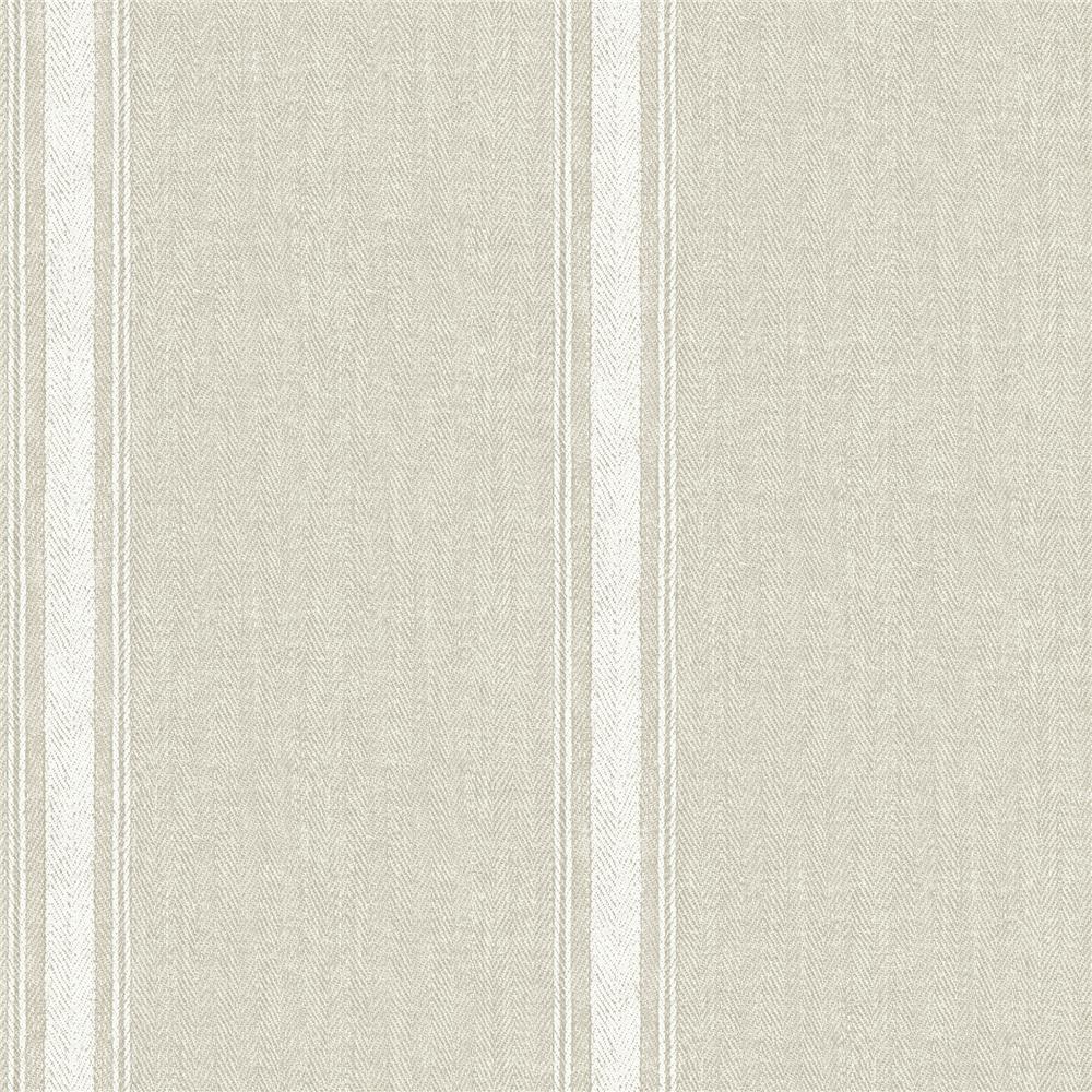 Chesapeake by Brewster 3115-12463 Farmhouse Linette Light Grey Fabric Stripe Wallpaper