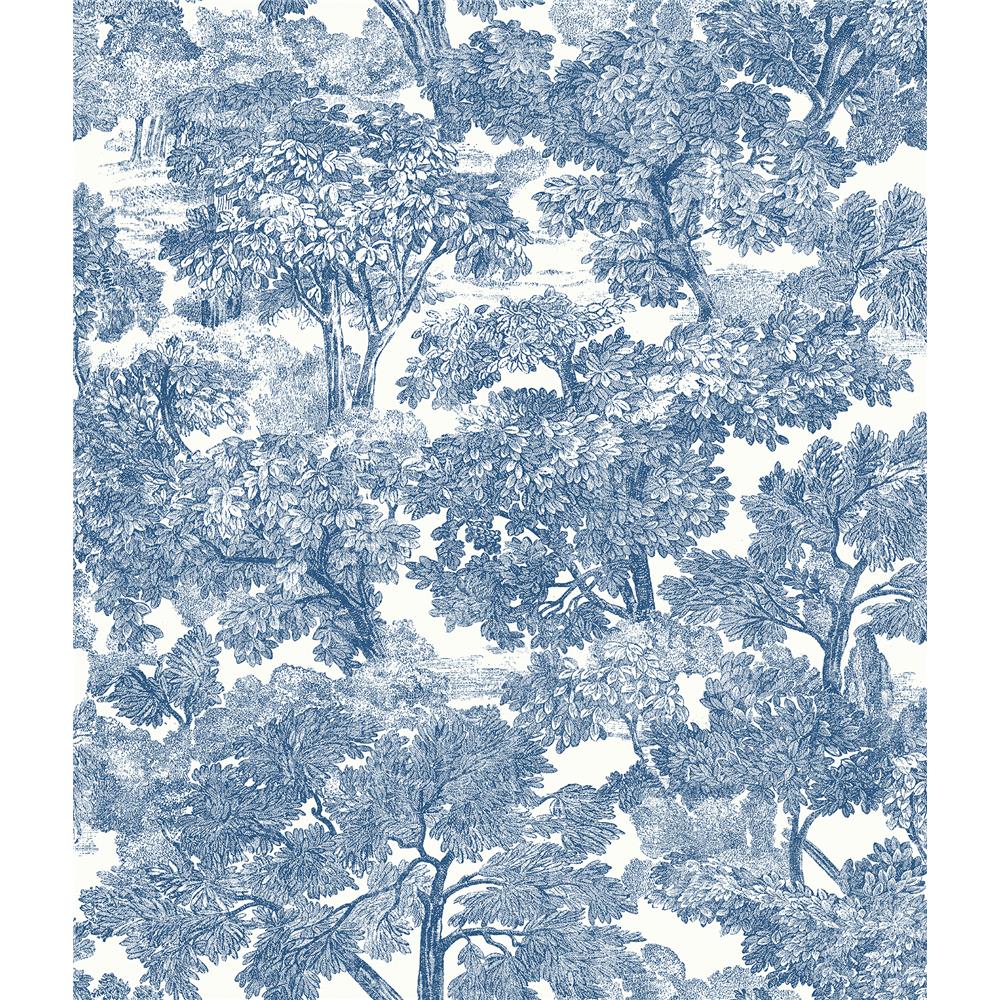 Chesapeake by Brewster 3115-12543 Farmhouse Spinney Blue Toile Wallpaper