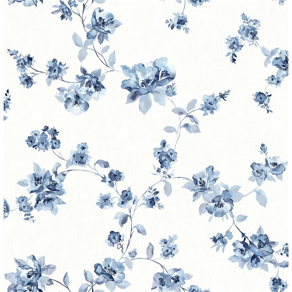 Chesapeake by Brewster 3115-24481 Farmhouse Cyrus Blue Floral Wallpaper